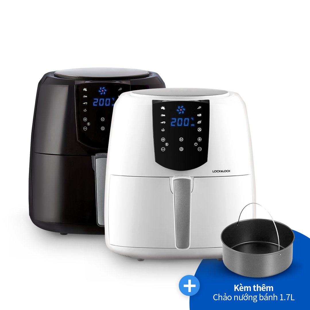 [Áp voucher giảm thêm 300k] Nồi Chiên Không Dầu - Locknlock Jumbo Plus Air Fryer - 220 - 240V~ - 1800W - 50/60Hz - 5.2L - 2 Màu (Đen, Trắng) - EJF357